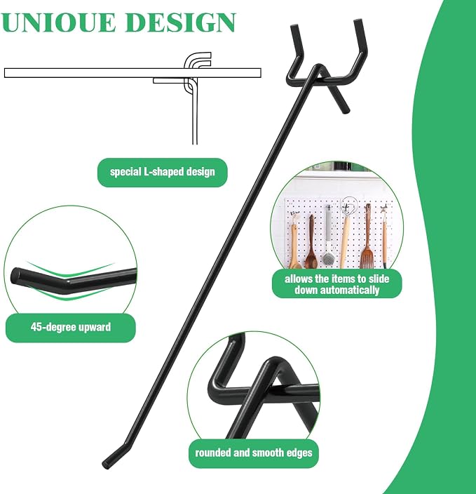 50Pcs 8"/20CM Pegboard Hooks Assortment Set, Metal Peg Board Hooks - Image 4