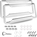 2 Pcs 4 Holes Stainless Steel License Plate Frame，Car License Plate Holder by Trabulate