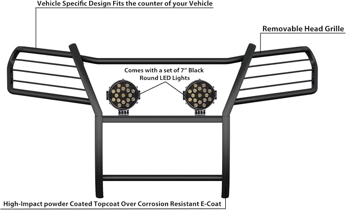 Black Horse Grille brush Bumper Guard Modular Come - Image 9