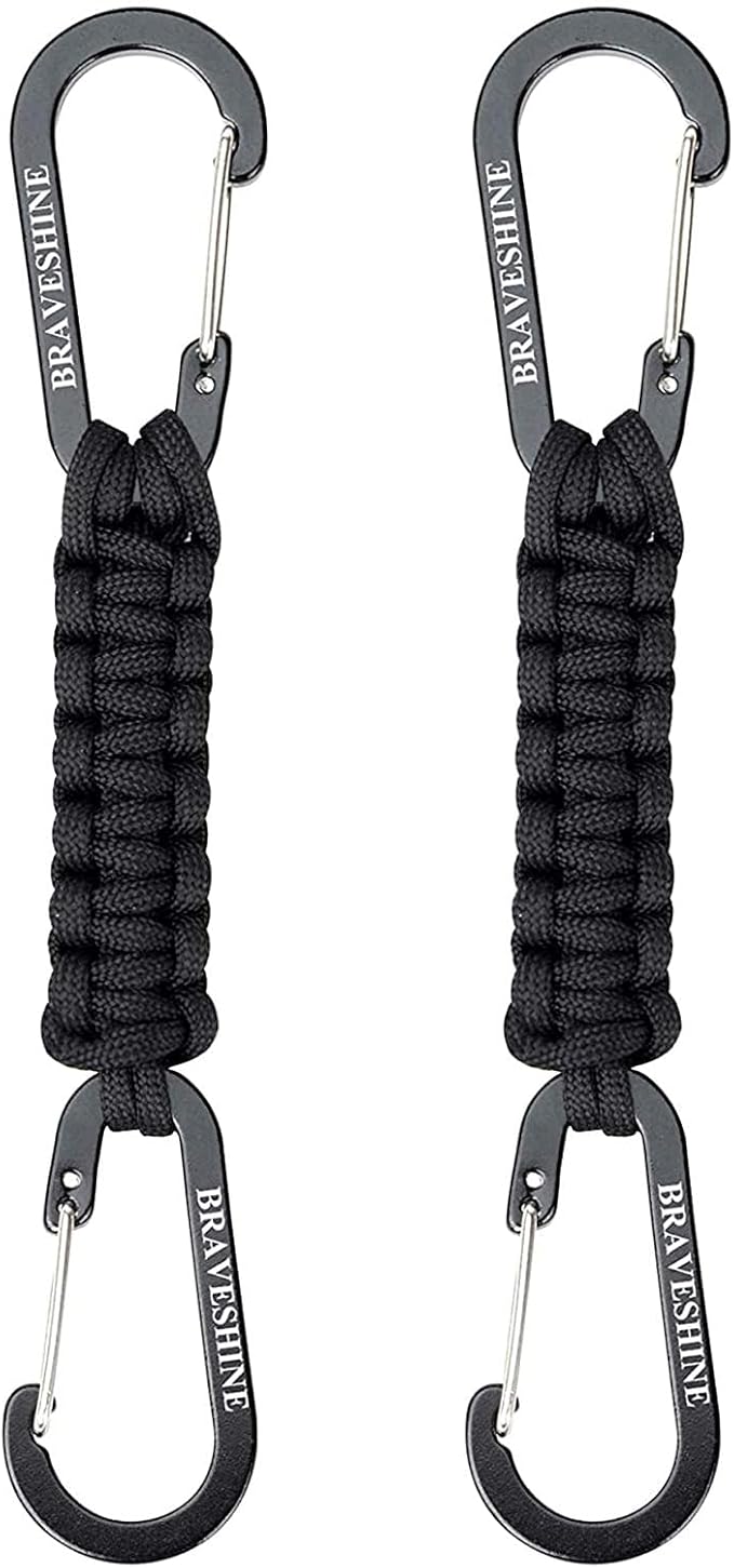 BRAVESHINE Paracord Keychain Carabiner Clip, D Ring Lanyard Hanger Stroller Hook by BRAVESHINE