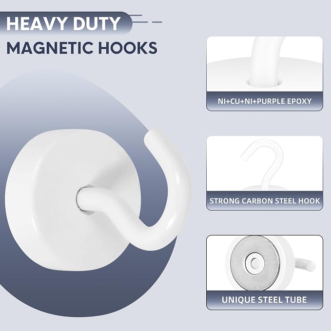 Neosmuk Magnetic Hooks, Cruise Ship Essentials, 40lb+ Heavy Duty Magnetic Hooks - Image 5