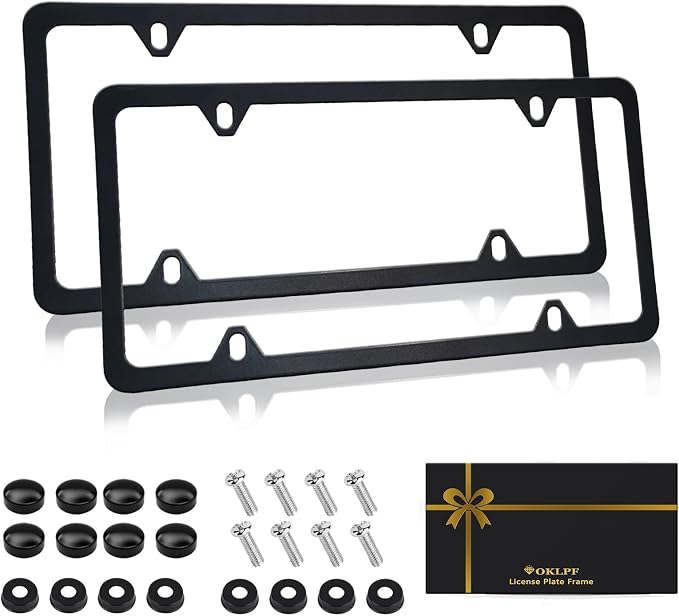 OKLPF Black Matte License Plate Frames 2 Pack, License Plate Holder by OKLPF