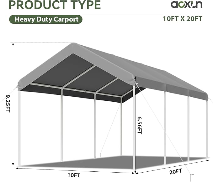 Aoxun 10x20 ft Heavy Duty Carport - Image 8