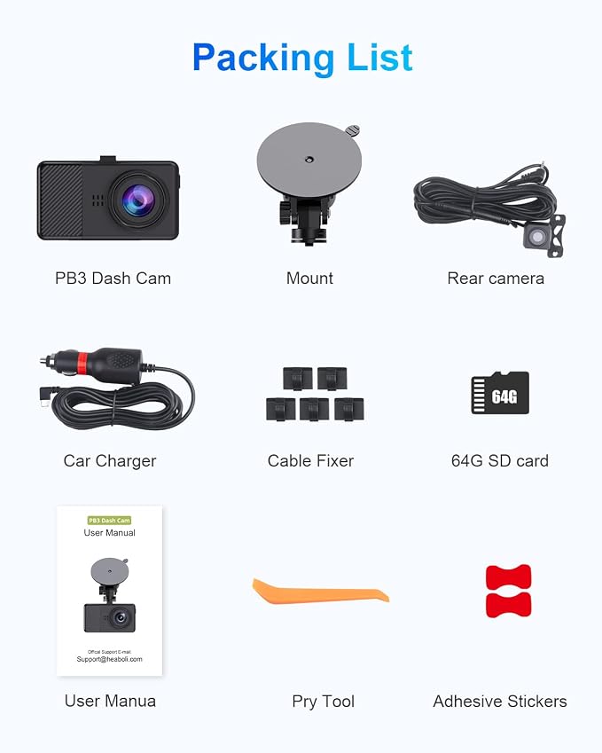 Dash Cam Front and Rear, 2.5K+1080P Dual Dash Camera - Image 7