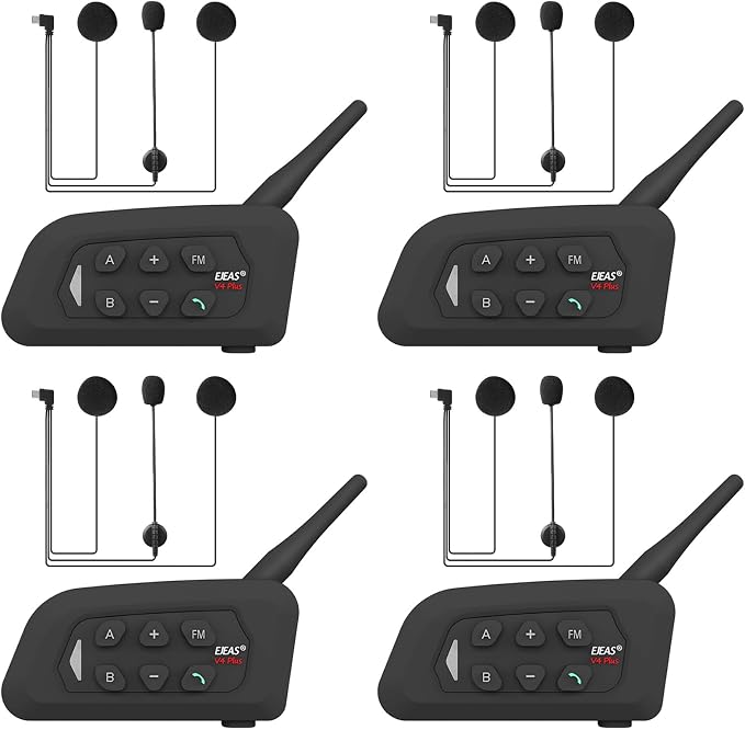 V4 Plus Motorcycle Bluetooth Helmet Intercom Headset, 4 Rides Group by GaiRen