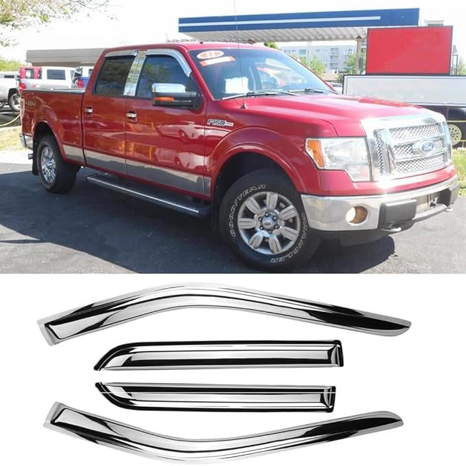 94953Y Chrome Side Window Visor Wind Vent Deflector by Puermto