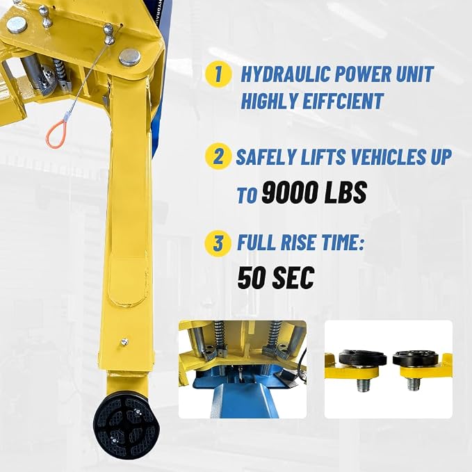 110v 9000lbs 2 Post Lift Car Lift Auto Hoist Full Rise Time 50SEC 2 Post Truck - Image 5