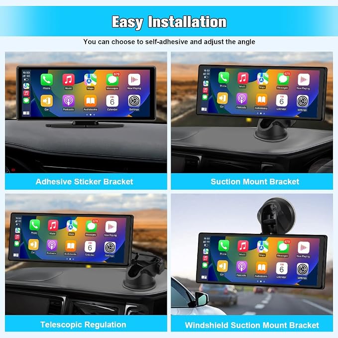 10.26" Portable Carplay Screen for Car, Wireless Carplay & Android Auto Car - Image 7