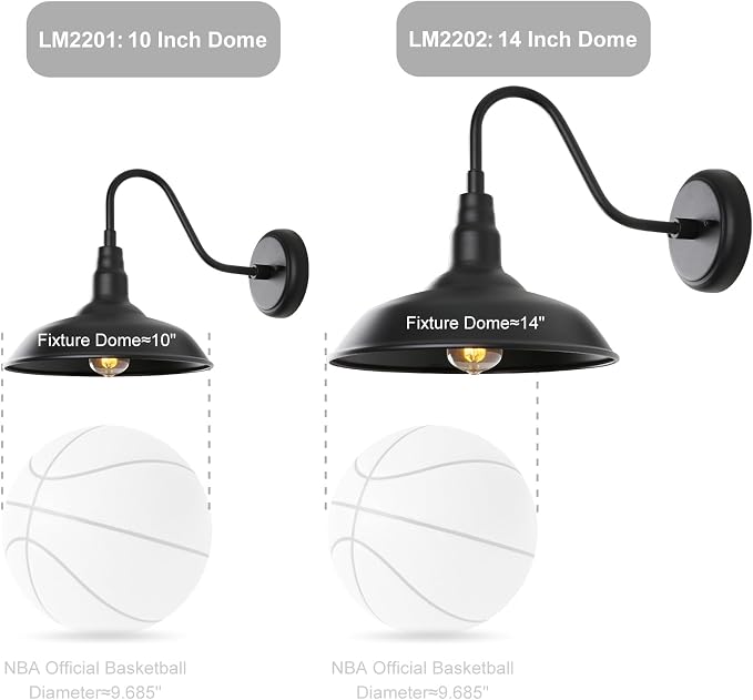 Black Gooseneck Barn Light for Farmhouse 10 Inch Dome Exterior Lights Fixture - Image 7