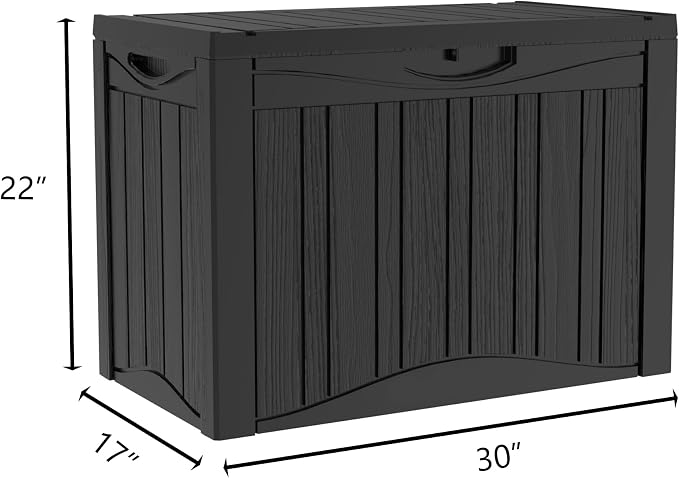 45 Gallon Lockable Resin Deck Box, Waterproof & UV-Resistant Outdoor Storage Box - Image 2