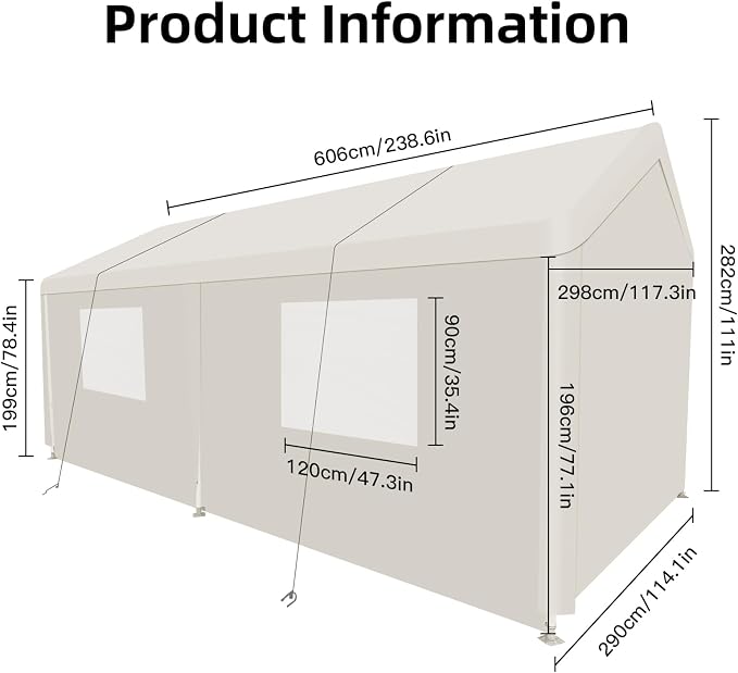 Car Canopy Portable Garage Duty Carport - Image 6
