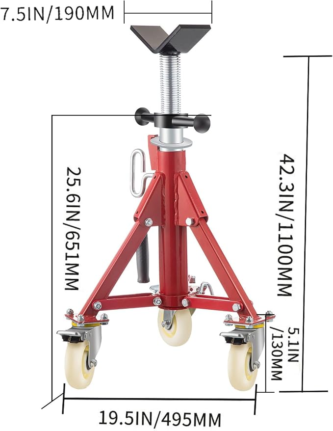 VEVOR Pipe Stand, Pipe Jack Stand, V Head Pipe Stand Adjustable Height 20-37 - Image 8
