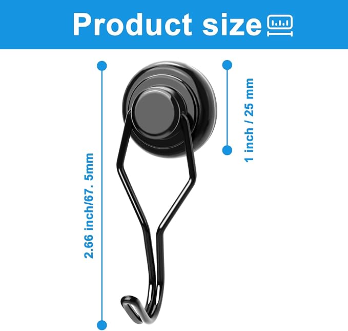 MIKEDE Black Magnetic Hooks Heavy Duty, 60 lb+ Strong Swivel Swing Neodymium - Image 4