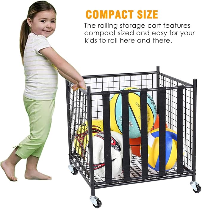Snail Garage Sports Equipment Storage Organizer Sports Ball Storage Rolling Cart - Image 3