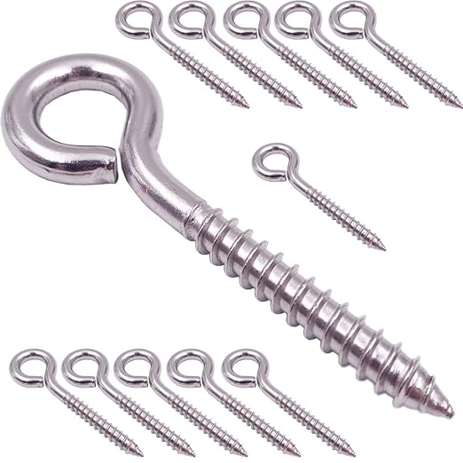 24 Pack, 3-1/5 Inch 304 Stainless Steel Eye Shape Screws Metal Hook, Heavy Duty by ZUSFUL