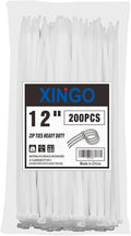 XINGO 12 Inch White Zip Ties 200 PCS, 75 LBS Ultra Strong Tensile Strength by XINGO