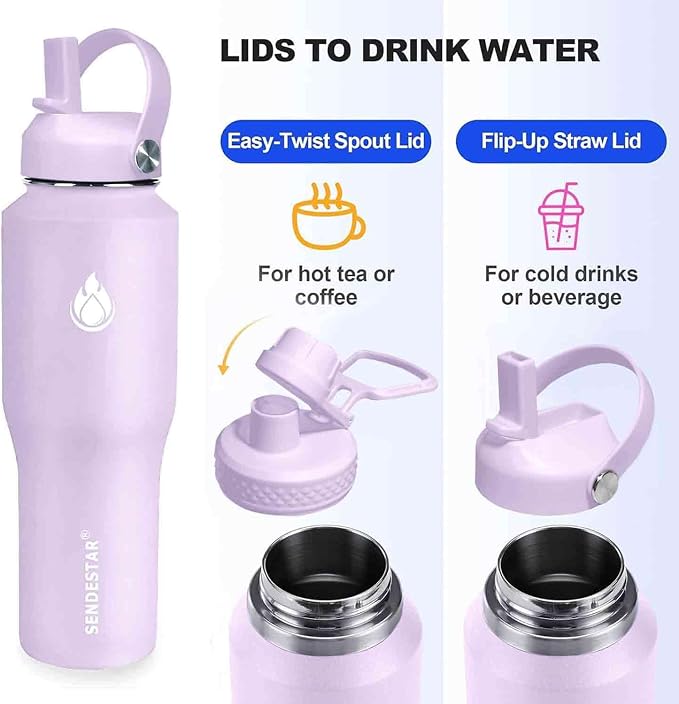 SENDESTAR 32oz Water Bottle Wide Mouth Stainless Steel Vacuum Insulated Double - Image 2