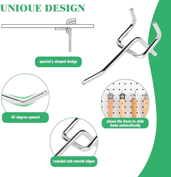 50Pcs 2"/5CM Pegboard Hooks Assortment Set, Metal Peg Board Hooks - Image 4