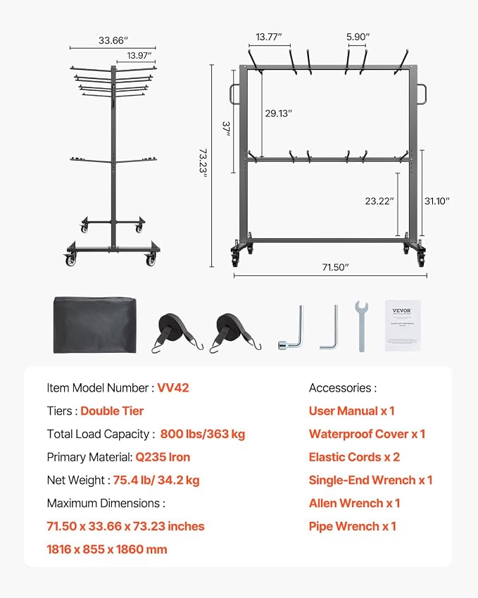 VEVOR Folding Chair Rack, 800 LBS Capacity, Heavy-Duty Chair Cart - Image 7