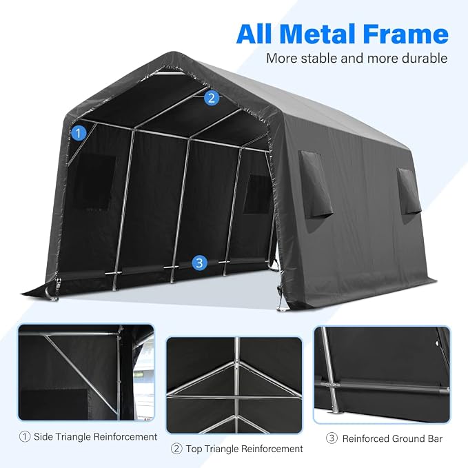 ADVANCE OUTDOOR Heavy Duty 10x20 ft Carport Outdoor Patio Portable Canopy - Image 2