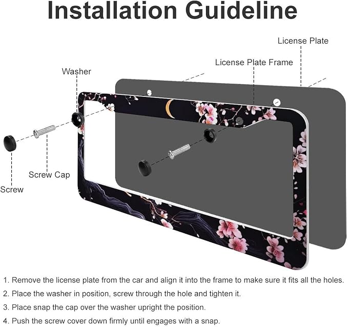 Flowers Plum Blossom Moon License Plate Frames - Image 5