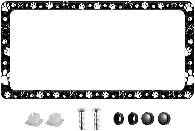 License Plate Frames Paw Prints License Plate Holder Bear Paw Auto Accessory by Unknown