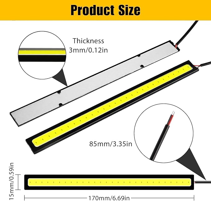 Linkstyle 12PCS 12V LED Interior Light Bar, Waterproof 28 LEDs COB Strip Light - Image 3