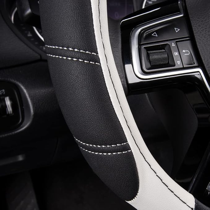 CAR PASS Line Rider Microfiber Leather Sporty Steering Wheel Cover Universal - Image 3
