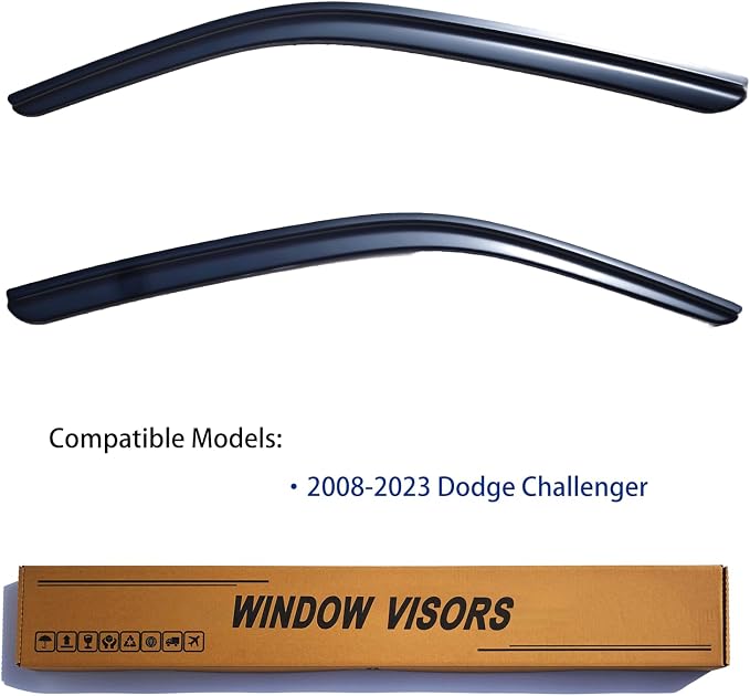 Window Visors Rain Guards fits 2008-2023 Dodge Challenger, Out-Channel Side - Image 2