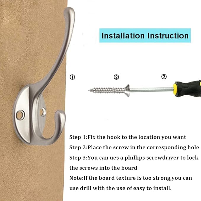 IBosins 30 Pack Heavy Duty Dual Coat Hooks Wall Mounted - Image 3