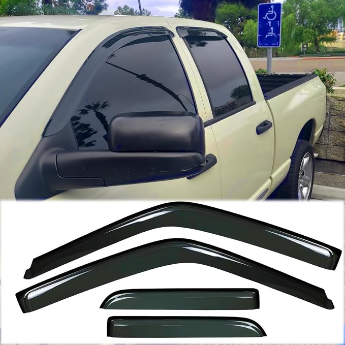 4pcs Outside Mount Style Window Rain Guards Durable Side Wind Deflectors Dark - Image 2