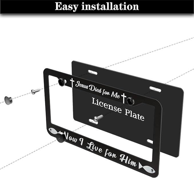 License Plate Cover Black and White License Plate Frames Jesus Died - Image 7
