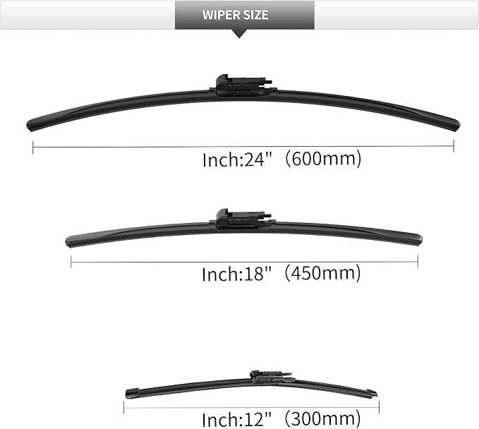 Replacement for BMW X1 2009-2015 Windshield Wiper Blades, 3 Pieces of Car Front - Image 3