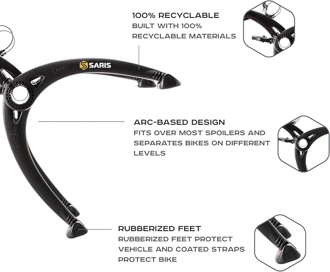 Saris Bones Car Trunk Bicycle Rack Carrier, Mounts 2 Bikes, Anti-Sway Straps - Image 4