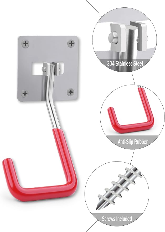 HAISHINE Garage Hooks, 2 Pack Adjustable Hooks - Image 4
