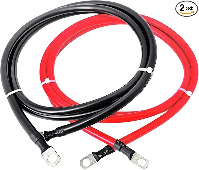 A ABIGAIL 2 AWG Battery Cables 2 Gauge Pure Copper Battery Inverter Cables by AABIGAIL