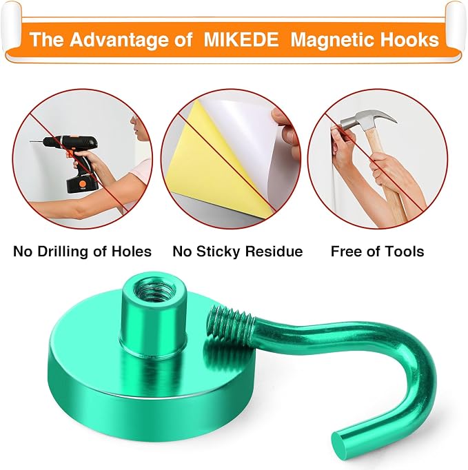 MIKEDE Magnetic Hooks Heavy Duty, 28LB+ Strong Magnets - Image 6