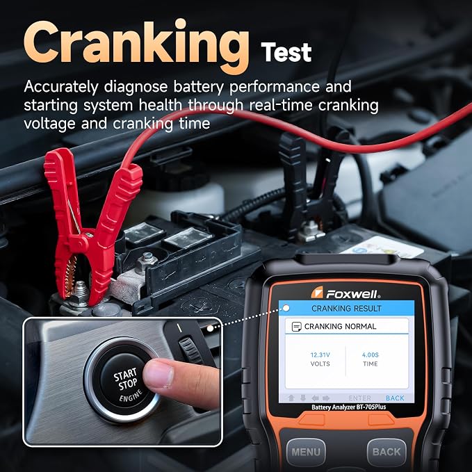 FOXWELL BT705 Plus Car Battery Tester 12V 24V Automotive, 100-2000CCA Battery - Image 4