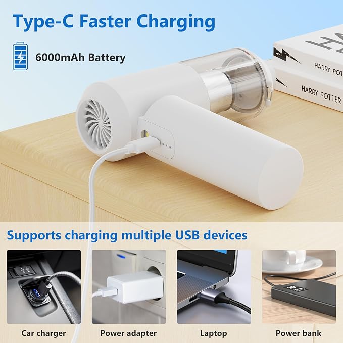 90° Foldable Mini Vacuum Cleaner, 4 in 1 Handheld Car Vacuum Portable Cordless - Image 5