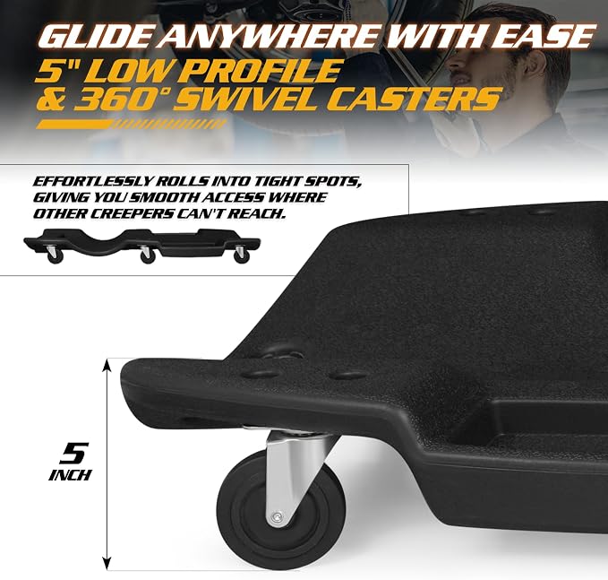 Magshion Mechanic Creeper with Padded Headrest and Dual Tool Tray, Rolling - Image 8