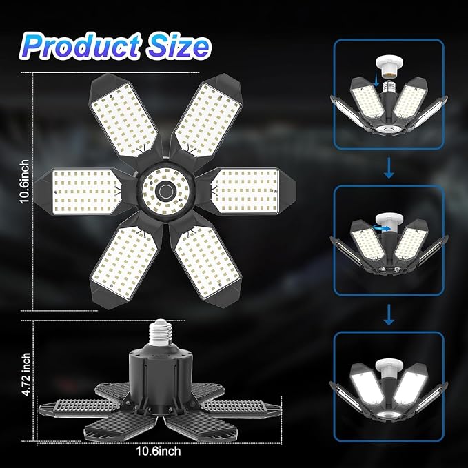 4 Pack LED Garage Lights, 220W Super Bright Ceiling Led Shop Lights, Deformable - Image 7