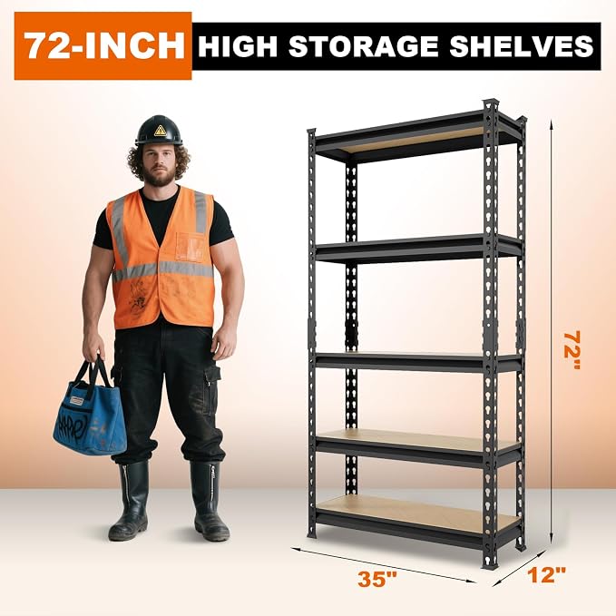 BIG RED Storage Shelving Unit, 5-Tier Adjustable, Heavy Duty Metal Garage - Image 3