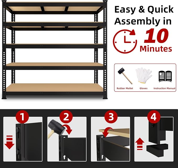 2 Packs 48" W x 24" D x 72" H Adjustable Garage Storage Shelves - Image 6