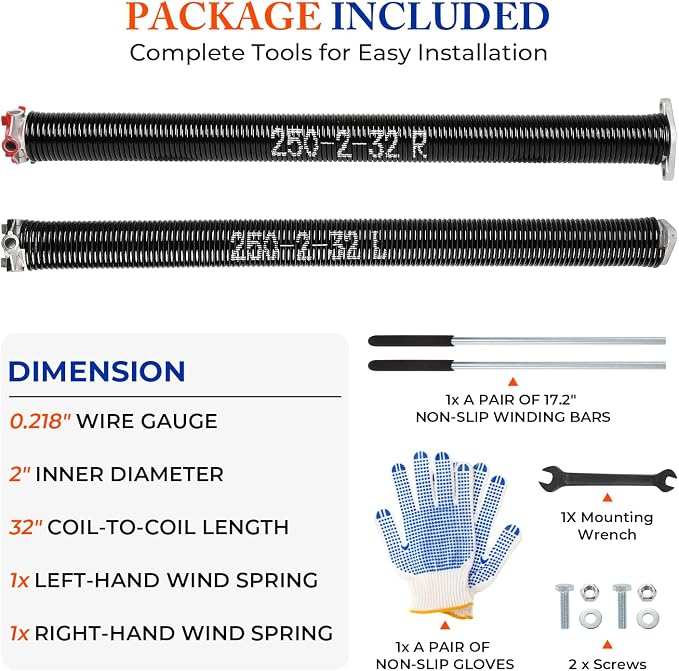 Pair of 2" Garage Door Torsion Springs - Image 2