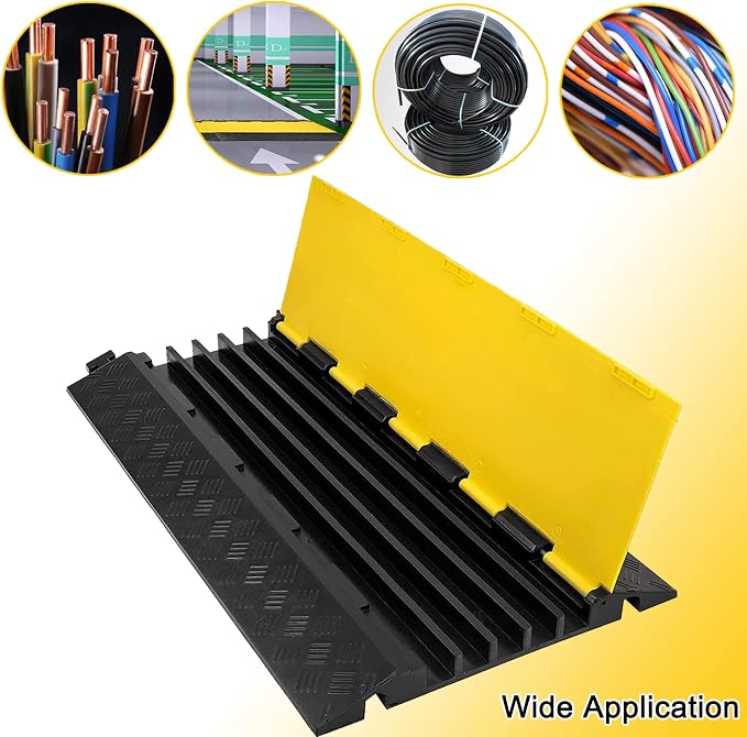 CXRCY Cable Ramp 1 Pack of 5 Channel PVC Rubber Cable Protector, 18000lbs - Image 2