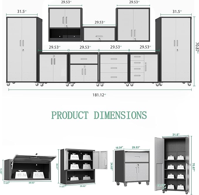 Metal Tool Cabinet, Garage Storage Cabinet System, Wall Cabinet & Locking - Image 2