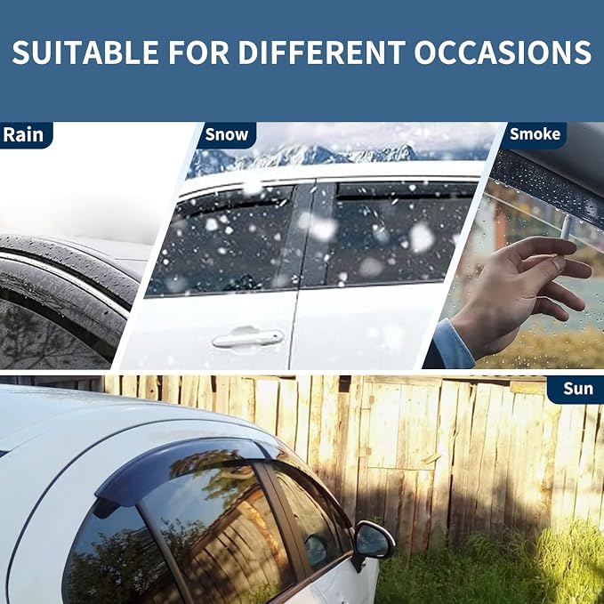 Window Visors Rain Guards Fit for 2009-2019 Ford Flex, Outside Mount Wind - Image 5