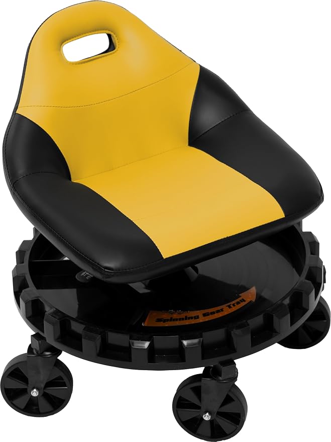 Traxion 400lb Capacity 2-704 Yellow Progear Mobile Rolling Gear Seat - Image 2