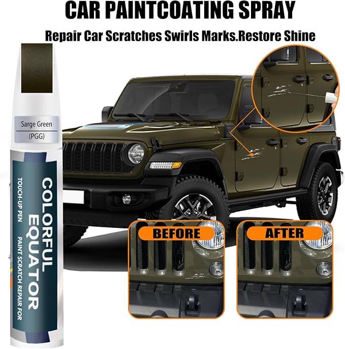 PGG Sarge Green Touch Up Paint for Jeep, Car Paint Pen Scratch Repair - Image 3