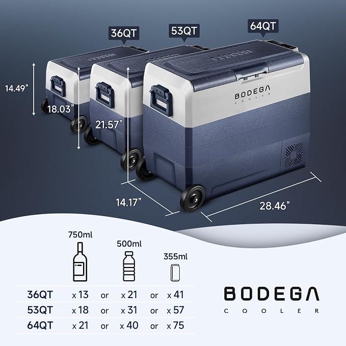 BODEGACOOLER 12 Volt Portable Refrigerator, 53 Quart Car Fridge Dual Zone - Image 8
